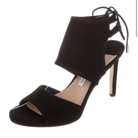 Diane von Furstenberg Black Laie Heel Sandals 332 - Picture 1 of 12